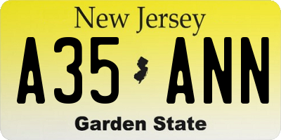 NJ license plate A35ANN