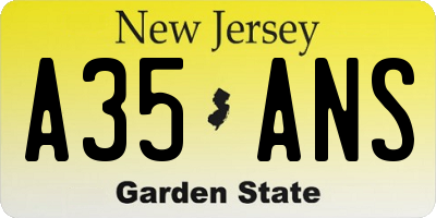 NJ license plate A35ANS