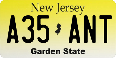 NJ license plate A35ANT