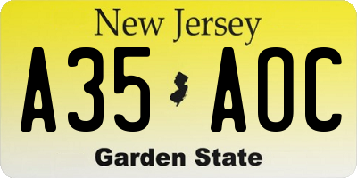 NJ license plate A35AOC