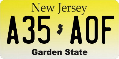 NJ license plate A35AOF