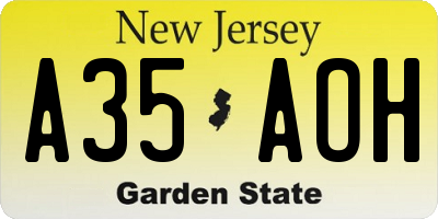 NJ license plate A35AOH