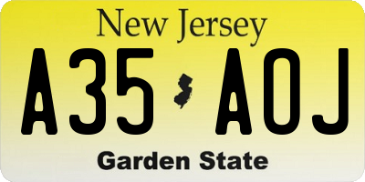 NJ license plate A35AOJ