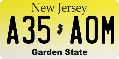 NJ license plate A35AOM