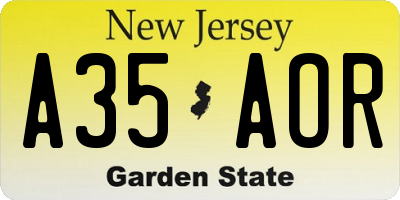 NJ license plate A35AOR