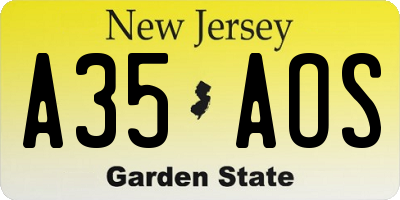 NJ license plate A35AOS