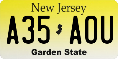 NJ license plate A35AOU