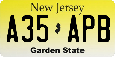 NJ license plate A35APB
