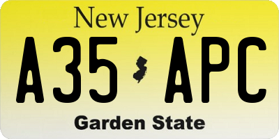 NJ license plate A35APC