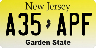 NJ license plate A35APF