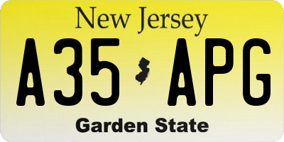 NJ license plate A35APG