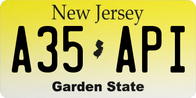 NJ license plate A35API