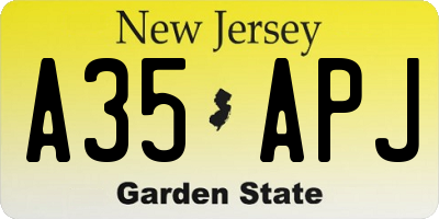 NJ license plate A35APJ
