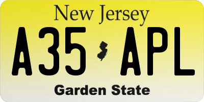 NJ license plate A35APL