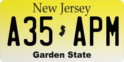 NJ license plate A35APM
