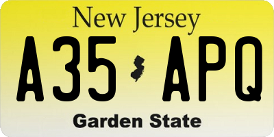 NJ license plate A35APQ