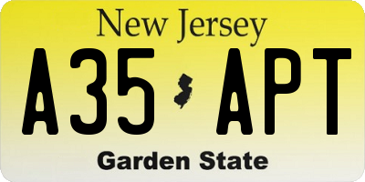 NJ license plate A35APT