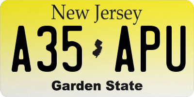NJ license plate A35APU