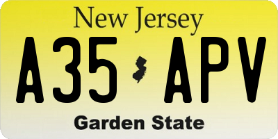 NJ license plate A35APV