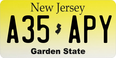 NJ license plate A35APY