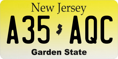 NJ license plate A35AQC