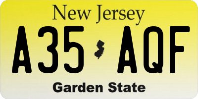 NJ license plate A35AQF