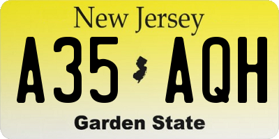 NJ license plate A35AQH