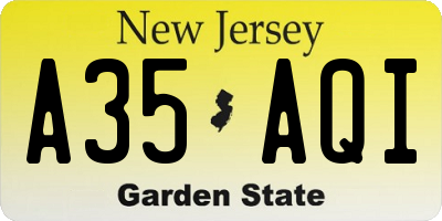 NJ license plate A35AQI