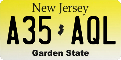 NJ license plate A35AQL