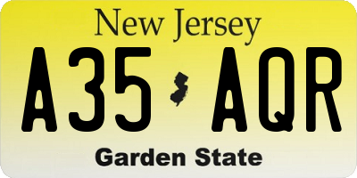 NJ license plate A35AQR