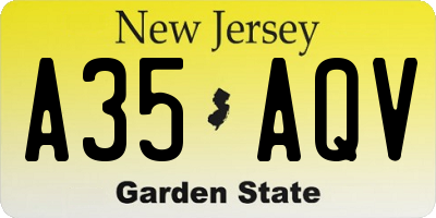 NJ license plate A35AQV