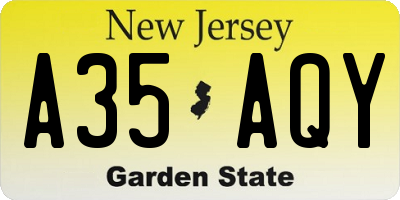 NJ license plate A35AQY