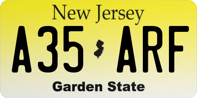 NJ license plate A35ARF