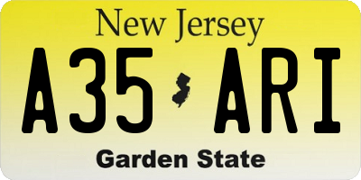 NJ license plate A35ARI