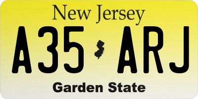NJ license plate A35ARJ
