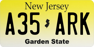 NJ license plate A35ARK