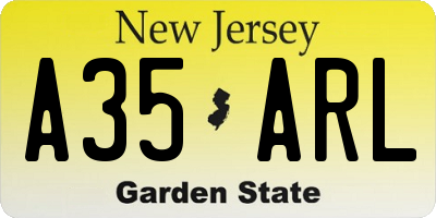 NJ license plate A35ARL