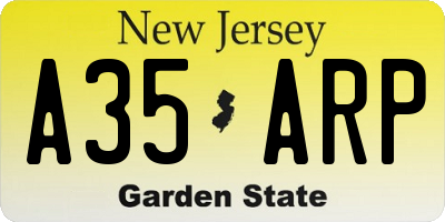 NJ license plate A35ARP