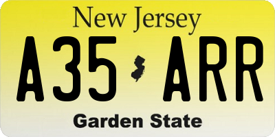 NJ license plate A35ARR