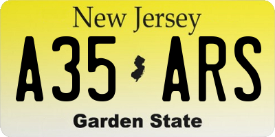 NJ license plate A35ARS