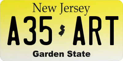 NJ license plate A35ART