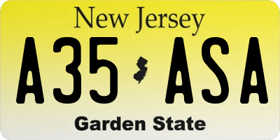 NJ license plate A35ASA
