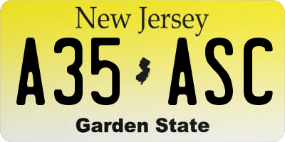 NJ license plate A35ASC