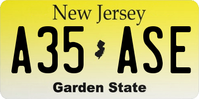 NJ license plate A35ASE