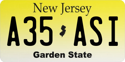 NJ license plate A35ASI