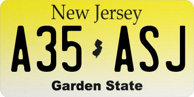NJ license plate A35ASJ