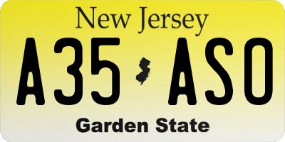 NJ license plate A35ASO
