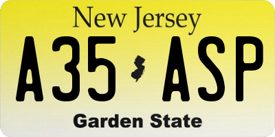 NJ license plate A35ASP