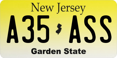NJ license plate A35ASS