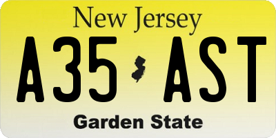 NJ license plate A35AST